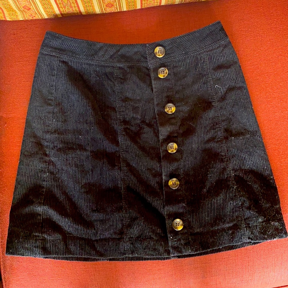 Black Button Down Jean Skirt